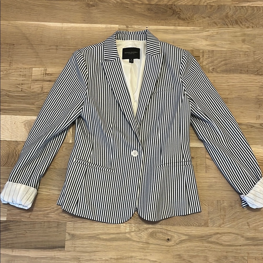 Banana Republic Striped Blazer NWOT S Womens Cute Preppy Business Casual